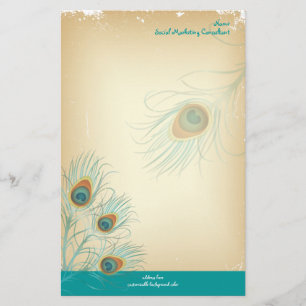 PixDezines Vintage Pfau, SEO/DIY-Farbe Briefpapier