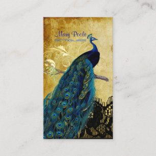 PixDezines vintage Pfau+Spitze/DIY-Schriften Visitenkarte