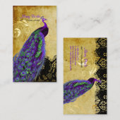 PixDezines Vintage Pfau+Spitzen/Schriftart Visitenkarte (Vorne/Hinten)