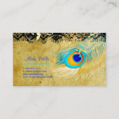PixDezines Vintage Pfau+Spitzen-/Tagestote Schrift Visitenkarte (Rückseite)