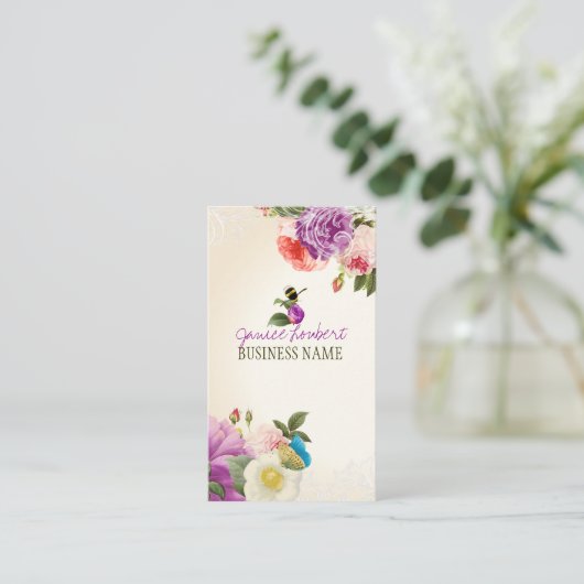 PixDezines-Vintage Pfennigfußbäume/DY-Hintergrund Visitenkarte (Stehend Vorderseite)