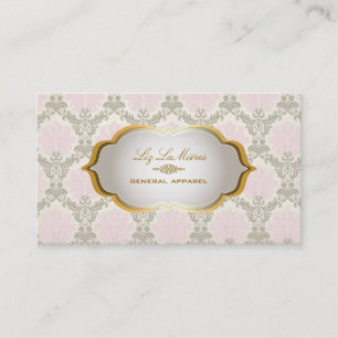 PixDezines vintage Piqué Damast rosa+aschbraun Visitenkarte