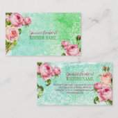 PixDezines Vintage Rose/Aquarell Visitenkarte (Vorne/Hinten)