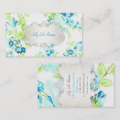 PixDezines Vintage Rose/blau Visitenkarte (Vorne/Hinten)