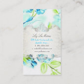 PixDezines Vintage Rose/blau Visitenkarte (Rückseite)