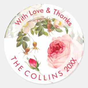 PixDezines Vintage Rose Danke Stickers