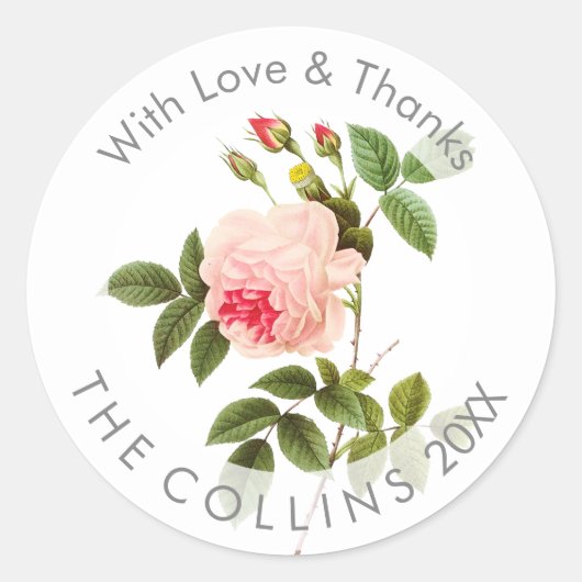 PixDezines Vintage Rose Danke Stickers (Vorderseite)