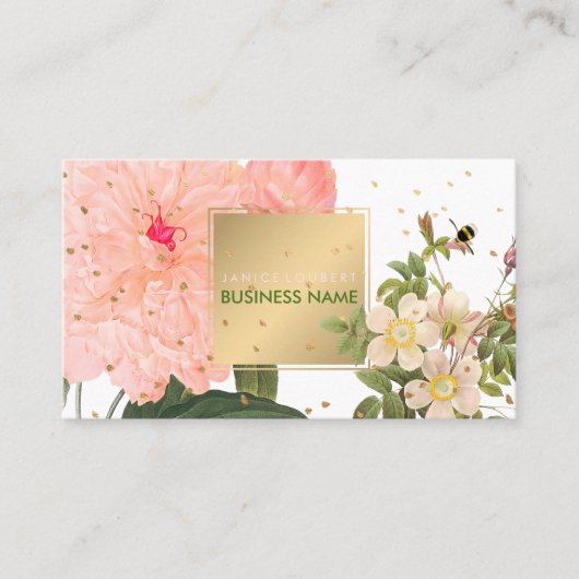 PixDezines Vintage Rose/Illustration/Redoute Visitenkarte (Vorderseite)