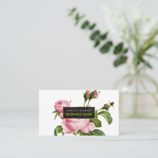 PixDezines Vintage Rose/Illustration/Redoute Visitenkarte (Stehend Vorderseite)