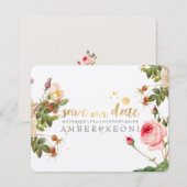 PixDezines Vintage Rose/rett unseres Datums Save The Date (Vorne/Hinten)