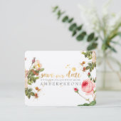 PixDezines Vintage Rose/rett unseres Datums Save The Date (Stehend Vorderseite)