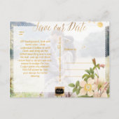 PixDezines Vintage Rose Save the Date Ankündigungspostkarte (Rückseite)