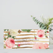 PixDezines Vintage Rose+Ziegel/Streifen Einladung (Stehend Vorderseite)