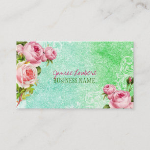 PixDezines vintage Rosen/Aquarell Visitenkarte