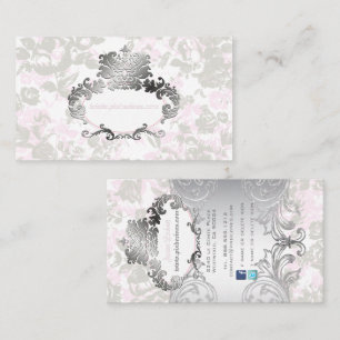 PixDezines Vintage Rosen Blassrosa+Grau Visitenkarte