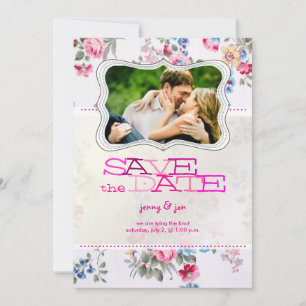 PixDezines Vintage-Rosen/Foto Speichern Sie das Da Save The Date