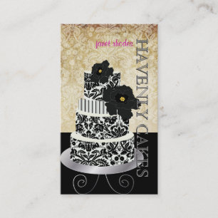 PixDezines Vintage schwarze Damast-Torte/Pâtisseri Visitenkarte