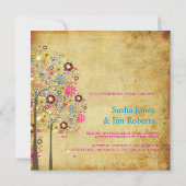 PixDezines Vintage Sommerblüten/DJ-Farbe Einladung (Rückseite)