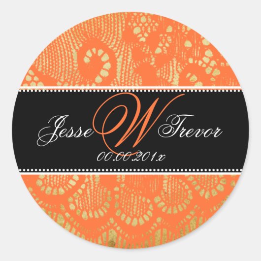 PixDezines Vintage Spitzen-Mandarine Runder Aufkleber (Vorderseite)