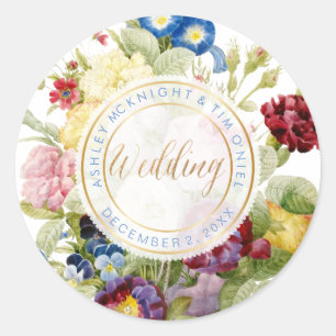 PixDezines VINTAGE STILLEBEN BLUMENARRANGEMENT Runder Aufkleber