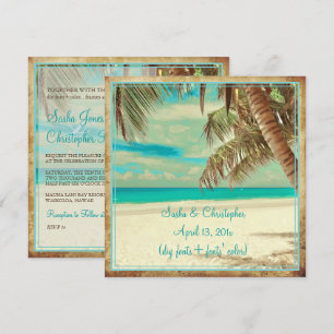 PixDezines vintage Strand, tropisches Paradies Einladung