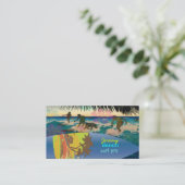 PixDezines Vintage Surfer bei Sonnenuntergang, Haw Visitenkarte (Stehend Vorderseite)