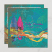 PixDezines Vintage Surfer, Ziel-/Tagefarben Einladung (Vorne/Hinten)