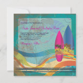 PixDezines Vintage Surfer, Ziel-/Tagefarben Einladung (Rückseite)