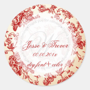 PixDezines vintage toile/rot Runder Aufkleber