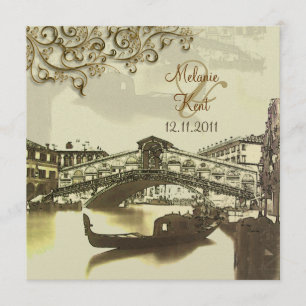 PixDezines Vintage Venezia, Rialtobrücke/Swirls Einladung