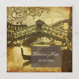 PixDezines Vintage Venezia, Rialtobrücke/Swirls Einladung