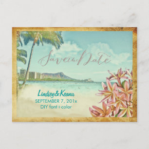 PixDezines vintage waikiki/diamond head/plumerie Postkarte