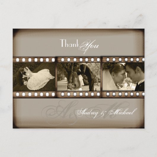 PixDezines Vintage Wedding Fotos Vielen Dank Postkarte (Vorderseite)