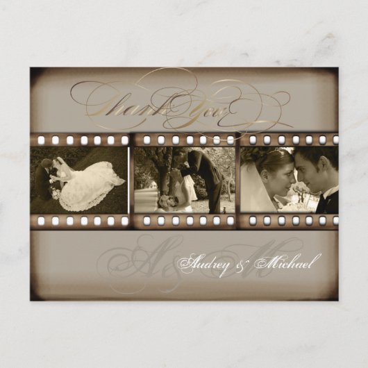 PixDezines Vintage Wedding Fotos Vielen Dank Postkarte (Vorderseite)