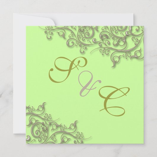 PixDezines Vintagen Imitat Gold Wirbel Einladung (Vorderseite)