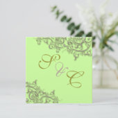 PixDezines Vintagen Imitat Gold Wirbel Einladung (Stehend Vorderseite)