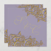 PixDezines Vintagen Imitat Gold Wirbel Einladung (Vorne/Hinten)