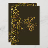 PixDezines Vintagen Imitat Gold Wirbel Einladung (Vorne/Hinten)