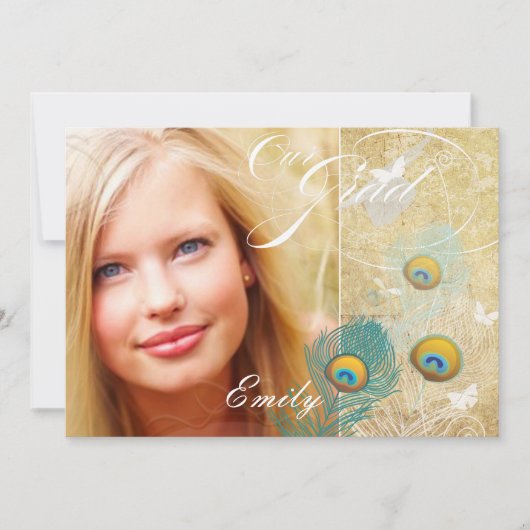 PixDezines Vintager Abschluss Foto+Tagesstock Einladung (Vorderseite)