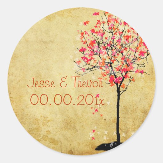 PixDezines Vintager Ahornbaum/rosa Runder Aufkleber (Vorderseite)