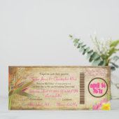 PixDezines Vintager Boarding Pass/Bird of Paradise Einladung (Stehend Vorderseite)