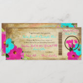 PixDezines Vintager Boarding Pass/Hibiskus Einladung (Vorne/Hinten)