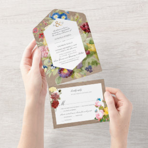 PixDezines Vintager botanischer Schiffsuntergrund All In One Einladung