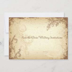 PixDezines Vintager brauner Blumenwalzenscroll Save The Date