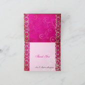 PixDezines Vintager Grunge Damask / Hot Pink Dankeskarte (Innenseite)