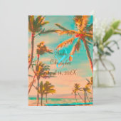 PixDezines VINTAGER HAWAIIAN-STRAND/AQUAMARIN Einladung (Stehend Vorderseite)