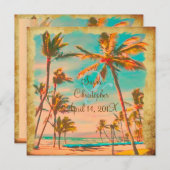 PixDezines Vintager hawaiianischer Strand/aquamari Einladung (Vorne/Hinten)