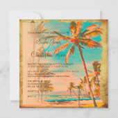 PixDezines Vintager hawaiianischer Strand/aquamari Einladung (Rückseite)