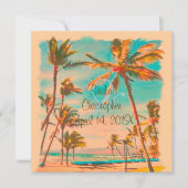 PixDezines VINTAGER HAWAIIANISCHER STRAND/AQUAMARI Einladung (Vorderseite)
