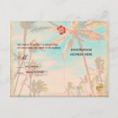 PixDezines Vintager hawaiianischer Strand/aquamari Einladungspostkarte (Rückseite)